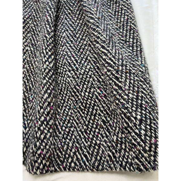 Vintage 80s British Lion Wool Trench Coat Black/White Womens Size 8 Herringbone - Picture 10 of 16